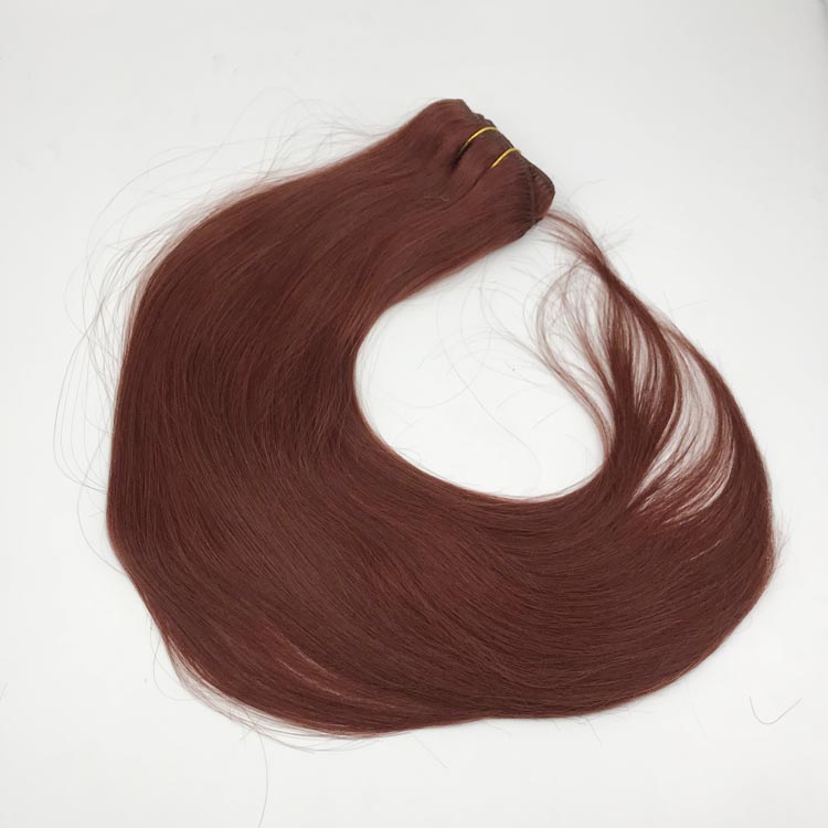 China straight clip in hair extensions factory professional manufacturer auburn colored YJ273